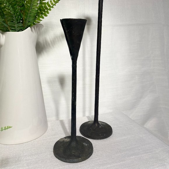 Pottery Barn Accents Pottery Barn Black Cast Iron Brutalist Petaluma Candlestick Holders Set